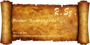 Roder Szaniszló névjegykártya